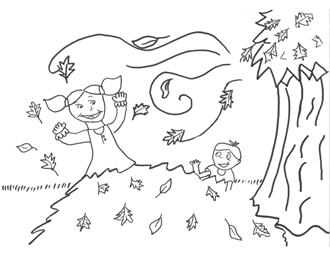 fall coloring page leaves